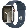 Apple Watch Series 9 GPS + Cellular Cassa 41mm in Acciaio inossidabile con Cinturino Sport Blu Tempesta - M/L"