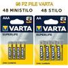 VARTA 96 Batterie Varta AA 48 Batteria Stilo + 48 Ministilo AAA Pile Superlife 1,5 Vo