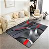 Loussiesd Tappeto da salotto retrò rosso grigio e nero con geometria a cerchio antiscivolo per bambini - Tappeto decorativo geometrico turbinio accento arredamento camera