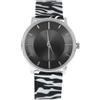 crystal blue Orologio da polso da donna in acciaio inox milanese mesh, con stampa Leo Zebra floreale, Nero , Bracciale