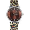 crystal blue Orologio da polso da donna marrone nero acciaio inossidabile maglia milanese cinturino impermeabile Animal Print Leo 2429, marrone