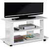 Bakaji Mobile TV in Legno MDF con 2 Ripiani Porta Console Videogiochi DVD e 4 Ruote Mobiletto Carrello Porta Televisore Design Moderno Dimensione 80 x 40 x 45 cm (Bianco)