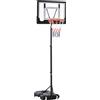 HOMCOM Canestro da Basket con Altezza Regolabile 160-210cm, 2 Ruote e Struttura in Acciaio, Nero|Aosom