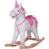 HOMCOM Cavallo a Dondolo Unicorno in Legno, Giocattolo Cavalcabile Peluche per Bambini, Design Affascinante, 78 × 28 × 68cm - Rosa|Aosom