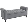 HOMCOM Panca Fondo Letto in Tessuto Vellutato con Spazio Portaoggetti e Braccioli, 126x48.5x57 cm, Grigio|Aosom