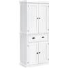 HOMCOM Mobile Cucina con Armadietto Superiore e Inferiore e Cassetto Centrale in MDF, Truciolato e Metallo, 76x40.5x184cm, Bianco|Aosom