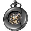 Tiong Orologio da tasca in legno, meccanico, Steampunk, elegante, in rame, con quadrante aperto, da uomo, con scatola a catena, idea regalo