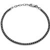 Aka Gioielli® - Bracciale Tennis Uomo in Argento 925 Brunito con Zirconi Neri Taglio Diamante, lunghezza regolabile
