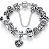 ATE A TE® Bracciale Charms Fiore Vetro Catena Sicurezza Regalo 18cm/20cm#JW-B110 (Nero-18cm)