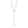 Aka Gioielli® - Collana Rosario in Argento 925 Placcato Oro 18Kt con Medaglia Madonna Miracolosa e Ciondolo a Croce per Donna