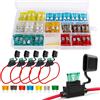 RUNCCI-YUN Set di 120 Fusibili per Auto 12V-24V - Standard a Lama 5A-30A + 5 Portafusibili - Per Auto, Camion, SUV, Casa