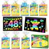 ZMLM 48 Libri Scratch Art Bambini Regalini Kit Disegno, Fogli Arcobaleno da Grattare Craft Notebook con 50 Stilo, 48 Stencil, Scratch Painting Paper Set per Regalini Fine Festa Compleanno Bambini