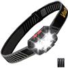 Vinabo Torcia frontale, potente torcia frontale a 6 modalità, torcia frontale a LED ultra potente, regolabile a 30°, torcia LED da 500 lm, per lettura, ciclismo, corsa