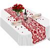 NIEITRK Tovaglia San Valentino - Copertura Runner da Tavola in Pizzo Elegante, Decorazioni Festività & Addobbi Classici per Pranzi di San Valentino