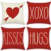 BITOYO Valentino Federe Cuscini Divano 45x45, Set di 4 Custodie per Cuscini San Valentino Federe Decorativi per Divano, Sedia, Letto, con Motivo a Cuore Rosso per Buon San Valentino (Amore)