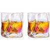 Glasseam Bicchieri da Whisky Irregolari Set di 2 Bicchieri da Scotch con Pieghe Inclinate Bicchiere da Whisky alla Moda 250Ml per papà, Marito, Amici, Bicchieri per Bicchiere da Bourbon/Rum/Bar