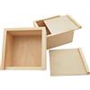 Anktily Confezione da 2 Scatole di Stoccaggio in Legno Grezzo con Coperchio Scorrevole, Contenitori Vuoti in Legno Naturale per Gioielli, Fai da Te, Arti e Mestieri e Hobby (10x10x5cm(B))
