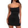 AOWVUTS Vestito Sexy Donna Abito Corto Elegante Nero Spaghetti Strap Tubino da Sera Senza Maniche Vestiti Estivo Party Cocktail Clubwear Spiaggia Randello Sera Mini Abito Aderente Casual Discoteca