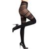 Selente Lovely Legs - Collant da donna con reggicalze, Nero a righe, XL