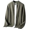 Dninmim Cardigan da uomo con cerniera a collo alto a maniche lunghe in cashmere maglione lavorato a maglia cappotto morbido spesso, EN8, L