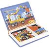 Janod Magnéti'Book Véhicules du Chantier, Gioco Magnetico educativo 50 magneti + 18 Modelli, Giocattolo in Cartone FSC per Bambini, Sviluppa la destrezza e l'immaginazione, da 3 Anni, J02526