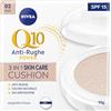 NIVEA Q10 Plus Anti-Age 3in1 Skin Care Cushion 15 ml, Crema colorata Viso Idratante e Anti-età, Crema Viso Antirughe e BB Cream FP15, Fondotinta Cushion Arricchito con Coenzima Q10, 02 Dark