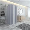FORTE Box doccia 3 Lati Flex con fascia larga apertura centrale a soffietto riducibile Made in Italy H 185 cm (Bianco, 70x100x70 cm)