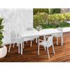 Dmora - Set salotto da esterno Manarola, Ripiano allungabile da esterno con 4 sedie, Tavolo e sedute da giardino effetto rattan, 100% Made in Italy, Bianco
