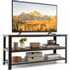 COSTWAY Mobile TV, Legno e Metallo, Marrone, 110 cm x 42 cm x 53 cm (L x B x H)