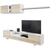MarinelliGroup Parete attrezzata soggiorno moderna mobile TV pensile sala pranzo salotto ROVERE+BIANCO 200 X 41 X 46 cm 1F6682BO