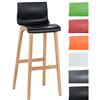 CLP Sgabello Design Hover in Polipropilene E Legno Natura I Sgabello Alto Bancone 77 CM I Sedia Cucina con Schienale, Colore:Nero