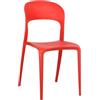 Totò Piccinni Sedia Omega in Polipropilene Moderne Design Impilabile,(L) 43x(P) 50x(A) 84 cm (1, New Rosso)