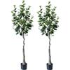 Zstar 150 cm, albero di camelia artificiale, 2 pezzi, grandi piante artificiali in vaso con fiori per decorazione di interni, grandi piante realistiche, decorazione per casa, soggiorno, ufficio,