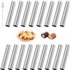 JRSHIRLEYLTD 17 stampi da forno Cannoli, in acciaio inox, per riccioli iridescenti, antiaderenti in acciaio inox, cannoli con spazzola per la pulizia, 12 cm, per riccioli iridescenti, cannoli