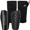 KUOGAS Parastinchi per bambini e uomini con calze integrate e tasca di inserimento ottimizzata, parastinchi da calcio da inserire (nero, S (fino a 140 cm)