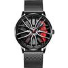 RORIOS Orologio Moda da Uomo Orologi da Polso Analogico Quarzo Orologi Design Mozzo Auto Orologi Cool Impermeabile con Cinturino in Acciaio Inossidabile Maglia Rosso B
