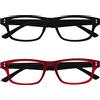 OPULIZE Uv Reader Nero Opaco Gommato Rosso Occhiali Da Lettura Valore 2 Pacco Uomo Donna Rr33-1Z +3,00 - 58 Gr