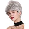 WIG ME UP - DW2461-51 Parrucca Donna Corta Cotonata Voluminosa Grigio argento chiaro