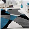 Paco Home Tappeto Di Design Moderno Motivo Geometrico Taglio Sagomato Turchese Grigio Nero, Dimensione:160x230 cm