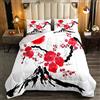 Loussiesd Rosso Floreale Set Biancheria Da Letto Rosso Sole Montagna Donne Consolatore Set Piumone Acquerello Rosso Nero Albero Bosco Trapunto/Trapunta 3 Pz 200x200cmDimensioni