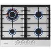 KLARSTEIN Ignito - Piano Cottura a Gas, Piastra da Incasso, Bruciatore Sabaf, Gas Naturale/Gas Propano, Valvole di Sicurezza, Spegnimento Automatico, Acciaio Inox, 4 Fuochi, 60 cm, Argento
