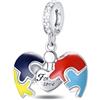 GLOWDAS Charms a tema della festa della mamma, 925 Argento Sterling Mamma bambino Charms, albero della famiglia, Oro Corona, Autismo Ciondolo, Regali per madre/nonna, adatto al braccialetto fai-da-te europeo
