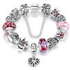 ATE A TE® Bracciale Charms Fiore Vetro Catena Sicurezza Regalo 18cm/20cm#JW-B110 (Rosa-18cm)