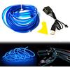 Balabaxer El Wire - Striscia LED blu per interni auto, 3 m, cavo al neon USB 5 V con protezione fusibile per decorazione interna dell'auto con bordo cucito da 6 mm
