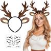 iZoeL Cerchietto Bambina Cerchietto con Corna di Cervo e Tatuaggio Faccia di Cervo per Donna, Ragazza e Bambini - Costume da Renna per Carnevale, Halloween, Natale e Feste