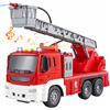 LioMaxi Scala 1:16 Camion Pompieri Giocattolo per Bambini, Autopompa Antincendio a Inerzia, Luci & Suoni,con pompa spruzzatrice d'acqua, scala estensibile, Rosso (scala del cestino)