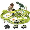 burgkidz Giochi di Dinosauri Pista da Corsa, 260 Pezzi Tracce Playset con 3 Auto e 7 Giocattoli, Regalo Educativo per Bambini