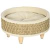 PawHut Lettino per Cani e Gatti di Piccola Taglia in Truciolato con Fondo Rialzato e Cuscino, Ø48x24.5 cm|Aosom