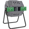 Outsunny Compostiera da Giardino Girevole a 2 Sezioni con 8 Prese d'Aria, in Acciaio e PP, 71x65x96 cm, Grigio