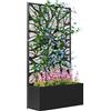 Outsunny Fioriera Rialzata con Traliccio Decorativo per Rampicanti, da Terra e Parete, 61x23x113 cm, Nero